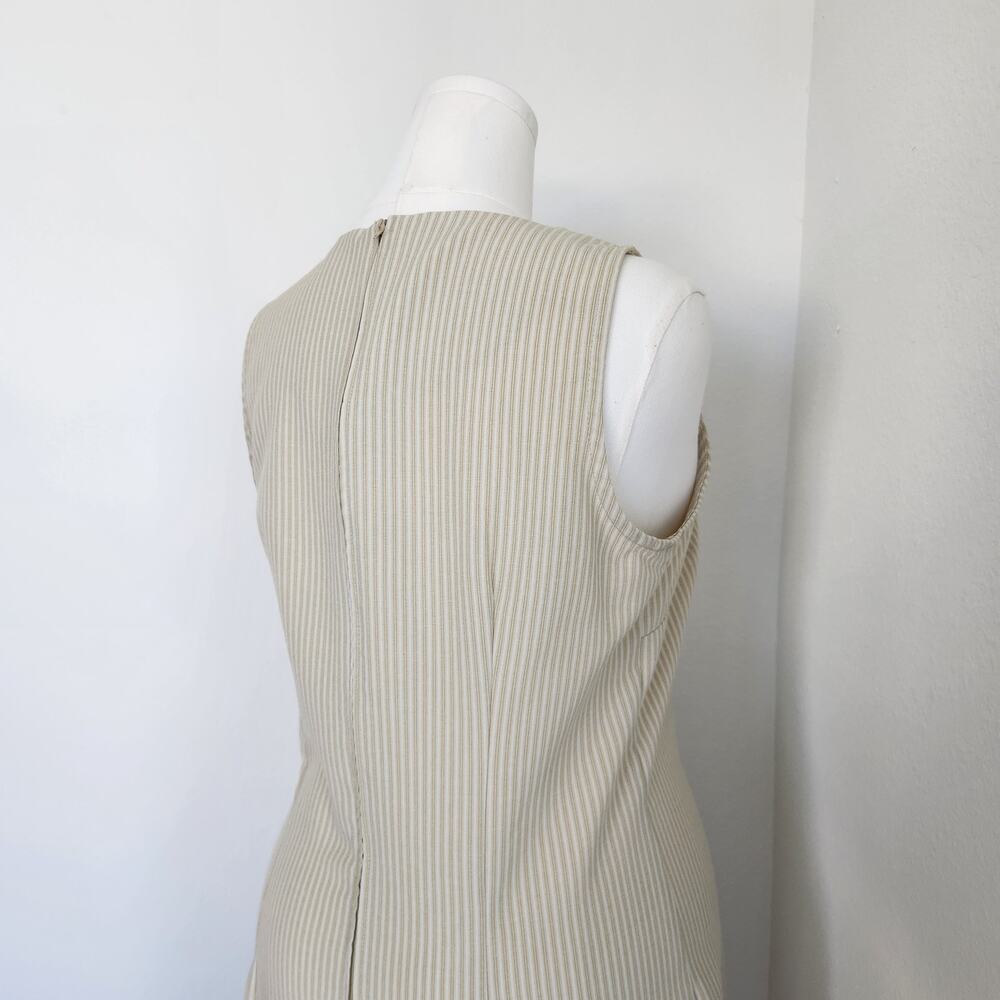 Vintage 90s Lisa Jo Cream Pinstripe Sheath Dress & Blazer Set Preppy Office L - Picture 12 of 16